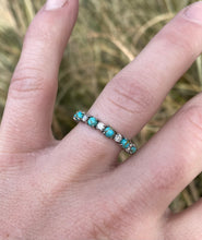 Load image into Gallery viewer, Size 6.25 Turquoise &amp; Diamond Band
