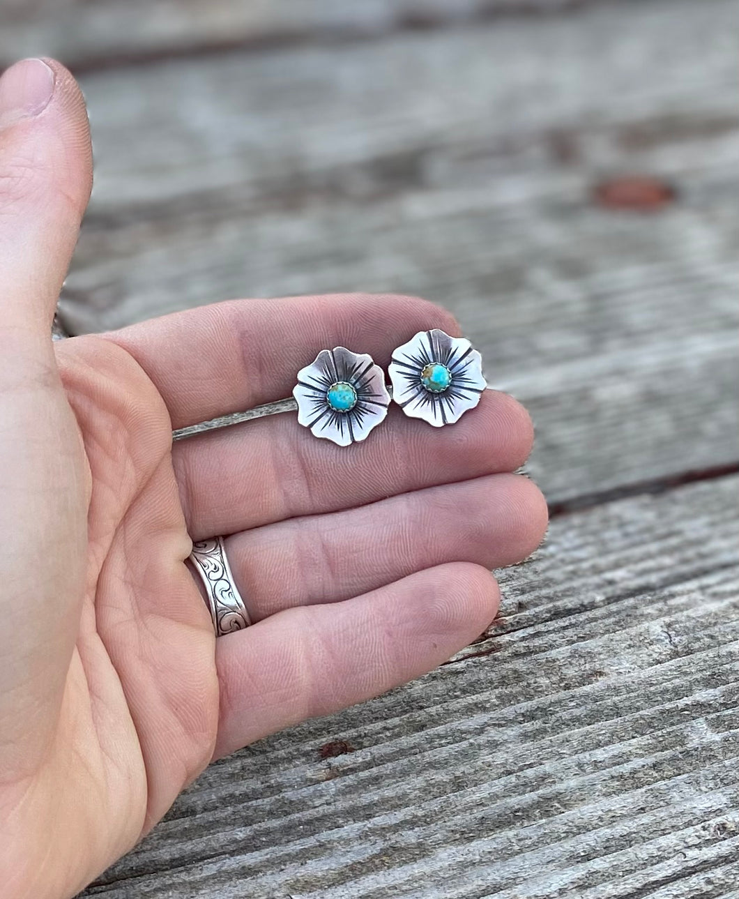 Turquoise Flower Post Earrings