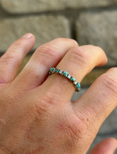Load image into Gallery viewer, Turquoise &amp; natural diamond band - Size 8
