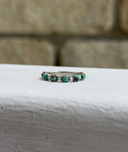 Load image into Gallery viewer, Turquoise &amp; natural diamond band - Size 8
