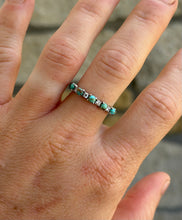Load image into Gallery viewer, Turquoise &amp; natural diamond band - Size 8
